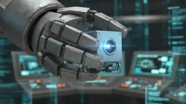 Wan3.0 text-to-video example — chrome robot traveling through a futuristic city